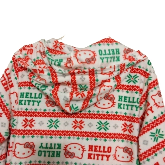 Hello Kitty Onesie Hoodie One Piece Holiday Christmas Pajamas Sz L - Picture 4 of 8